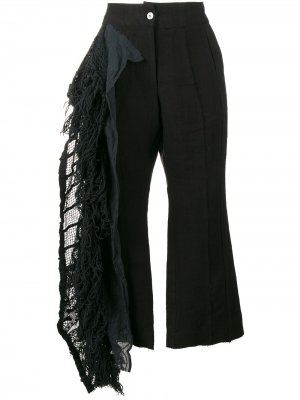Укороченные брюки с бахромой By Walid. Цвет: черный