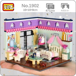 1902 городская архитектура дом угол спальня кровать комод скатерть одежда 3D мини-блоки кирпичи строительные игрушки без коробки LOZ