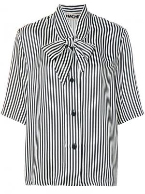 Полосатая рубашка кроя оверсайз с завязками на шее Hache. Цвет: чёрный