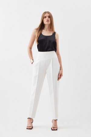 Компактные эластичные прямые брюки с высокой талией , белый Karen Millen