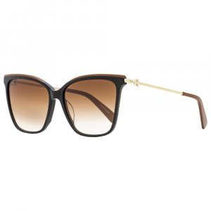 Женские квадратные солнцезащитные очки LO683S 001 Черные Коричневые Золотые 56 мм Longchamp