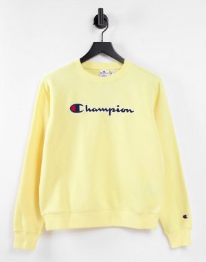 Желтый свитшот с большим логотипом Champion