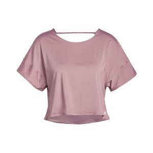 Сплошной цвет спортивной фитнес-футболка с коротким рукавом женские топы фиолетовый розовый HD9559 Adidas