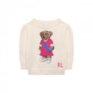 Хлопковый пуловер Ralph Lauren. Цвет: бежевый