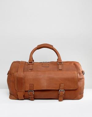 Светло-коричневая большая кожаная сумка British Belt Co Company. Цвет: рыжий
