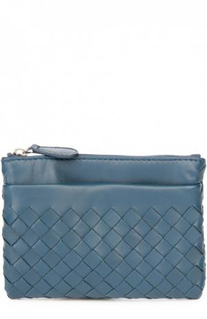 Кожаный футляр для ключей с плетением intrecciato Bottega Veneta. Цвет: синий