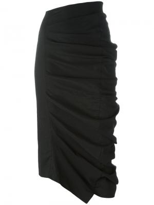 Asymmetric ruched midi skirt Rundholz. Цвет: чёрный