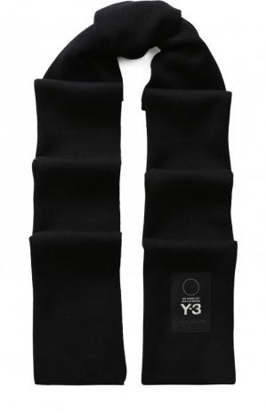 Шерстяной шарф с логотипом бренда Y-3. Цвет: черный