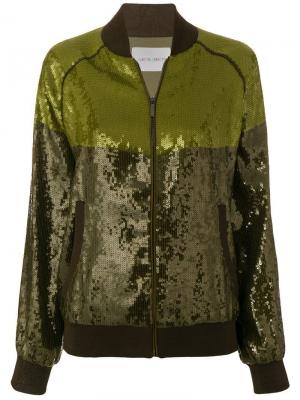 Куртка в стиле колор блок с пайетками Alberta Ferretti. Цвет: зеленый