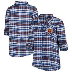 Женская спортивная темно-синяя рубашка Chicago Bears размера плюс, фланелевая ночная с длинными рукавами на всех пуговицах Unbranded