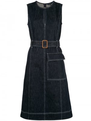 Расклешенное джинсовое платье с поясом Polo Ralph Lauren. Цвет: синий