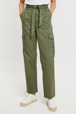 Универсальные брюки-карго с прямыми штанинами и поясом , зеленый Threadbare