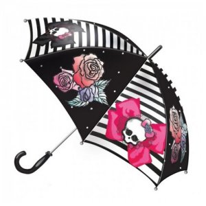 Зонт Школа Монстров c розами Daisy Design. Цвет: черный/белый/розовый