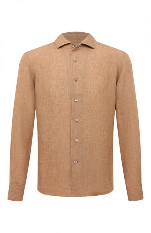 Льняная рубашка Corneliani. Цвет: коричневый