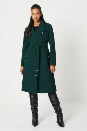 Пальто с воротником-воронкой , зеленый Dorothy Perkins