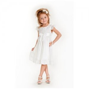 Платье, размер 7-8/122-128, белый Cascatto. Цвет: белый