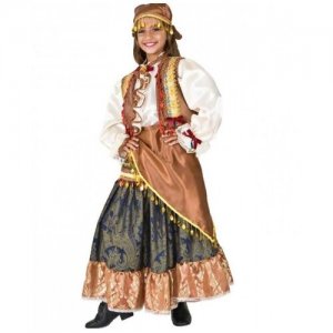 Детский костюм цыганки (5505) 128 см VENEZIANO. Цвет: бежевый/коричневый-зеленый