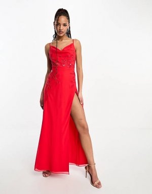 Красное платье макси с воротником-хомутом Hope & Ivy