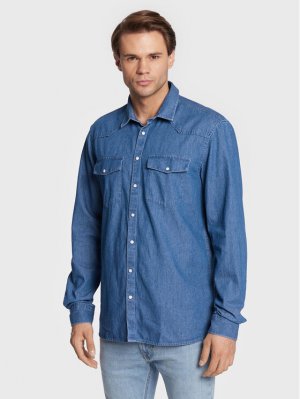 Джинсовая рубашка обычного кроя, синий Solid