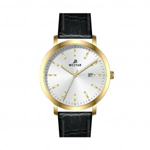 Мужские часы Profile с кожаным ремешком и серебряным циферблатом 50216GPN107 Westar