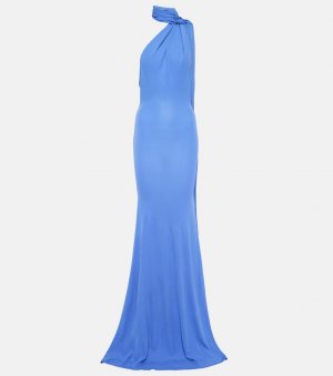 Платье из джерси с открытой спиной и шарфом , синий Alex Perry