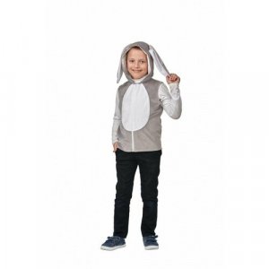 Детский Жилет с капюшоном Зайчик Bat-28 Батик. Цвет: белый/серый