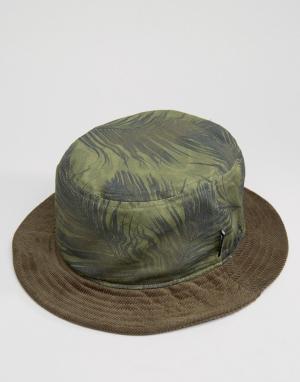 Шляпа с контрастными полями в рубчик Billabong. Цвет: зеленый