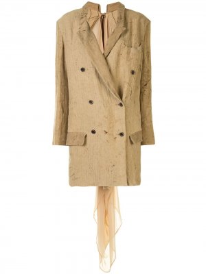 Пальто с завязками сзади Uma Wang. Цвет: коричневый