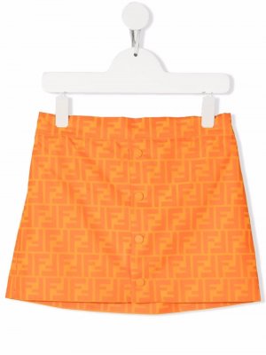 Мини-юбка с монограммой Fendi Kids. Цвет: оранжевый