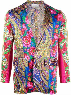 Пиджак из смесовой шерсти с принтом Pierre-Louis Mascia. Цвет: синий
