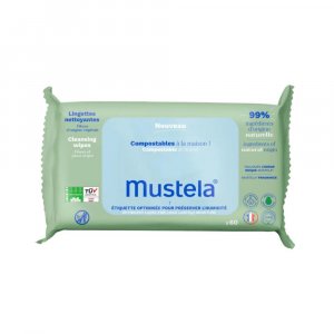 Компостируемые ароматизированные чистящие салфетки , упаковка 60 шт. Mustela