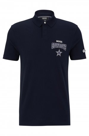 Футболка поло Boss X Nfl Cotton-piqué With Collaborative Branding Cowboys, темно-синий