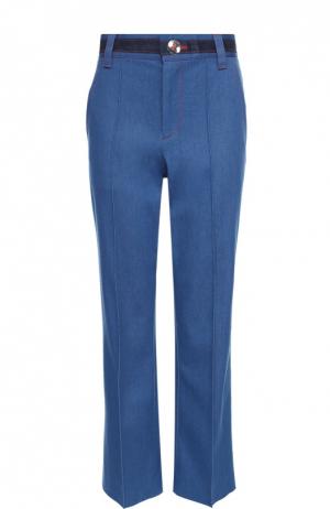 Укороченные расклешенные джинсы с контрастной отделкой Marc Jacobs. Цвет: синий