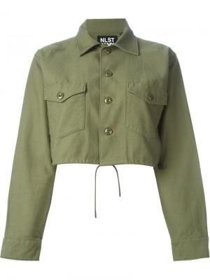 Укороченный пиджак в стиле милитари Nlst. Цвет: зелёный