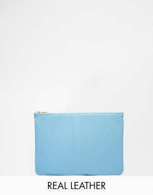 Кожаная сумка-клатч голубого цвета American Apparel