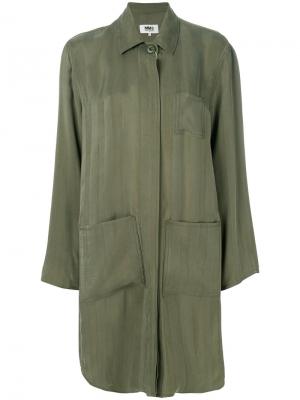 Пальто в полоску Mm6 Maison Margiela. Цвет: зеленый
