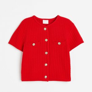 Кардиган Structured-knit, красный H&M