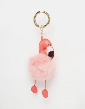 Брелок для ключей с помпоном-фламинго ASOS. Цвет: розовый