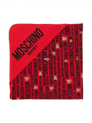 Двухцветное одеяло с логотипом Moschino Kids. Цвет: красный
