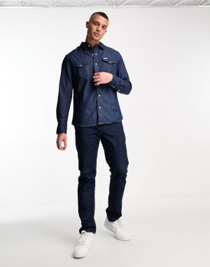 Темно-синяя джинсовая рубашка с длинными рукавами в стиле вестерн Wrangler