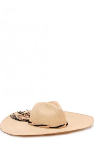 Соломенная шляпа с плетеной тесьмой Artesano. Цвет: кремовый