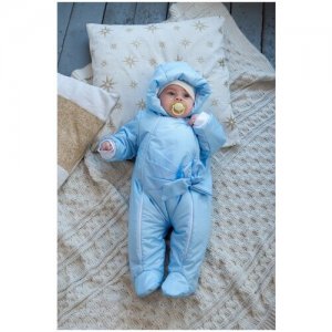 Утепленный комбинезон для новорожденных, нк-007, рост 62, нежно-голубой JoliKids. Цвет: голубой