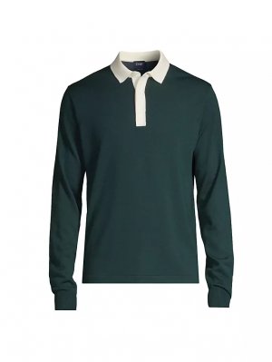 Вязаный шерстяной свитер-поло для регби Drake'S, цвет dark green ecru Drake'S