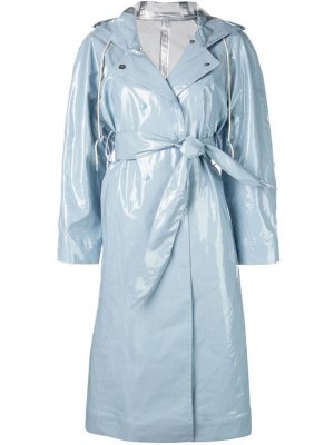 Пальто с капюшоном и поясом Alexa Chung. Цвет: синий
