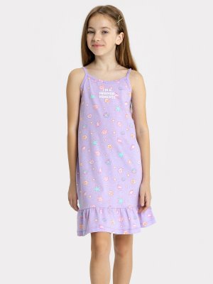 Сорочка ночная для девочек фиолетовая с текстом и рисунком ракушек Mark Formelle. Цвет: ракушки на сиреневом