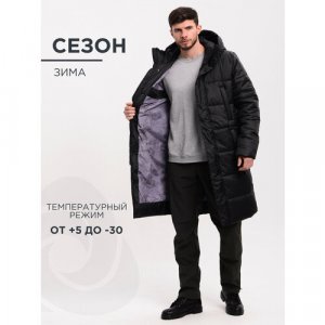 Пальто , размер 52-54, 170-176, черный CosmoTex. Цвет: черный