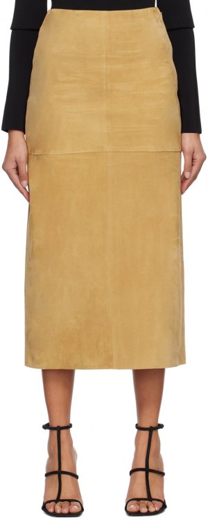Светло-коричневая юбка-миди со вставками Ferragamo