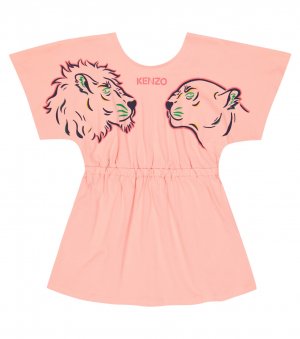 Хлопковое платье с логотипом , розовый Kenzo