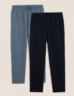 2 шт. пижамных штанов из чистого хлопка , синий микс Marks & Spencer