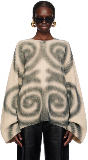 Бежево-серый свитер Maura Nanushka